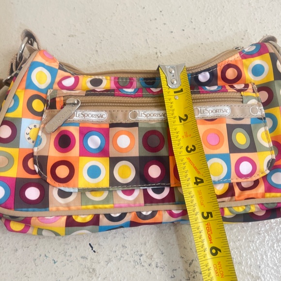 LESPORTSAC Circle‎ Polka Dot Print Small Crossbody Bag Y2K Colorful Hobo - Picture 7 of 8